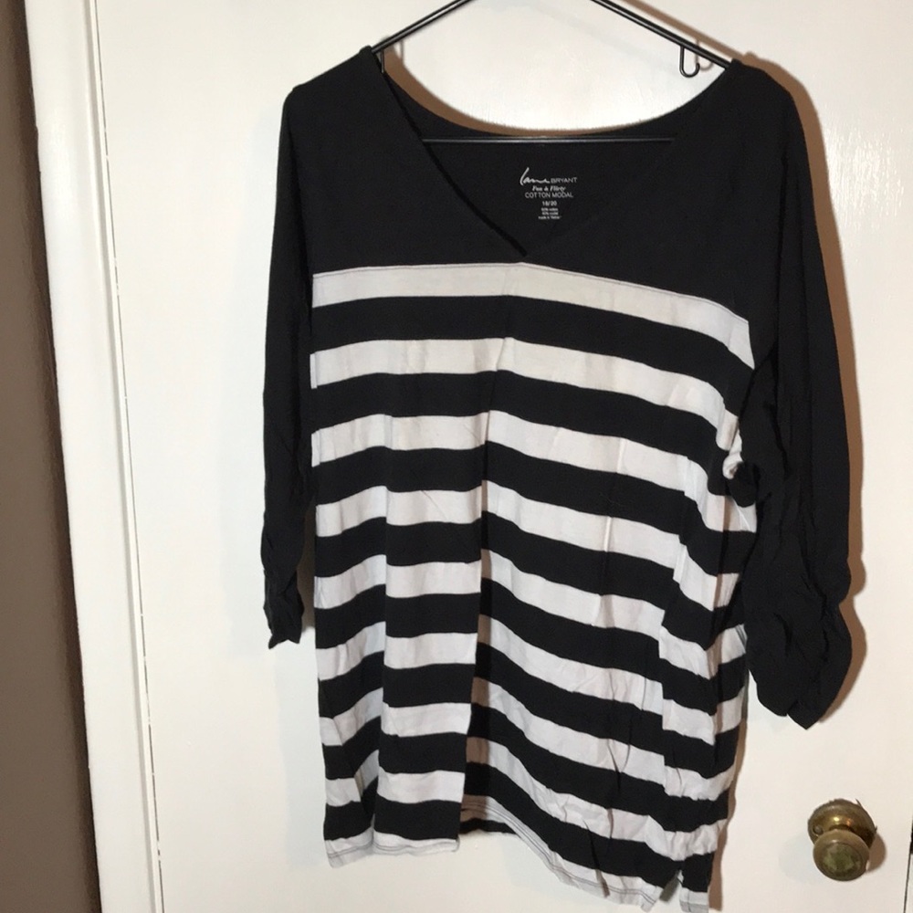 Lane Bryant black and white striped top